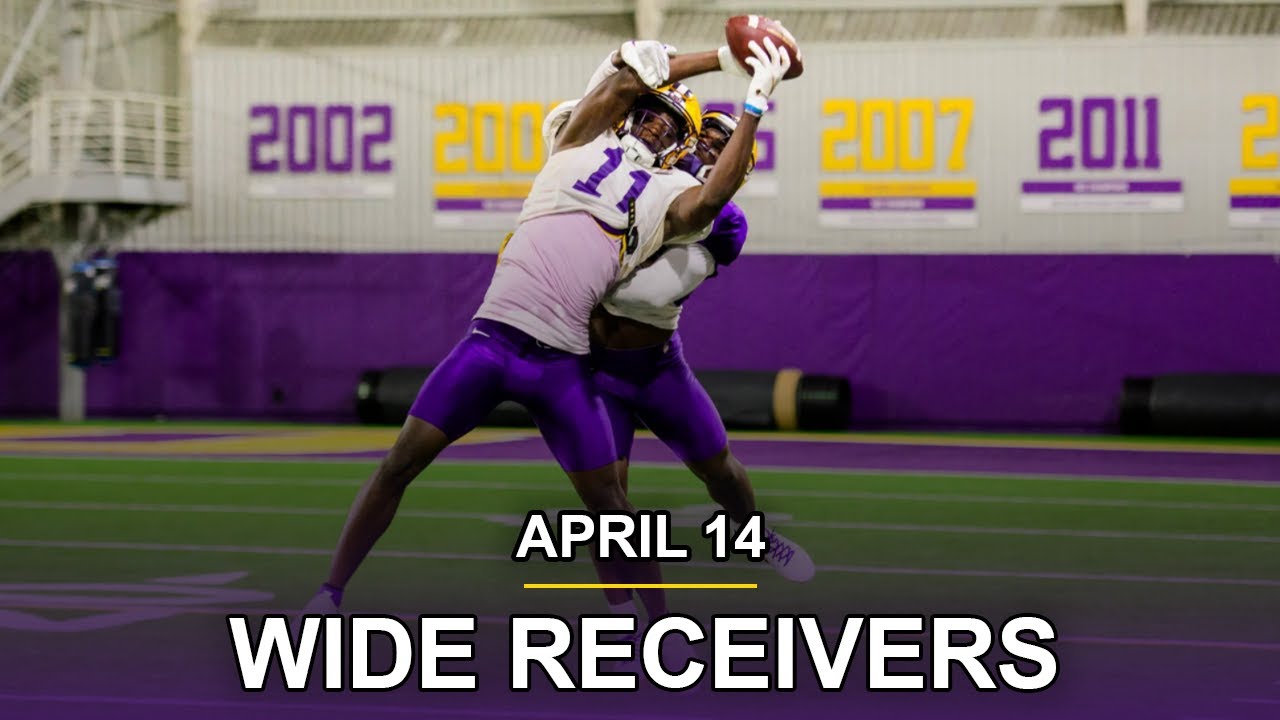 LSU April 14 Spring practice -- Wide receiver drills, coach Hankton