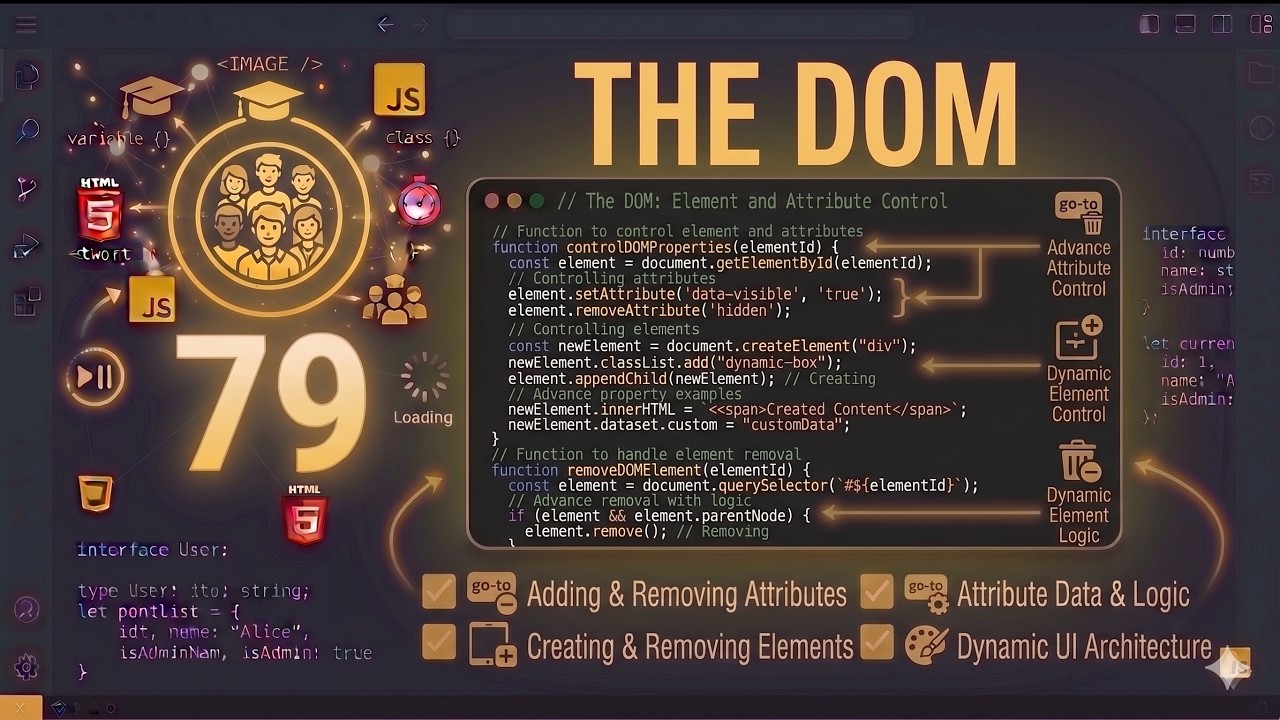 79. DOM | Adding & Removing Attributes | Creating and removing elements