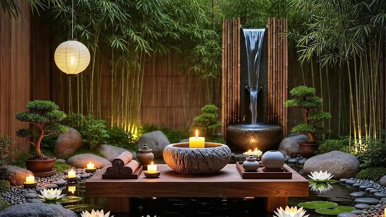 Healing Sleep Experience || Gentle Piano & Nature Bamboo Water for Deep Rest