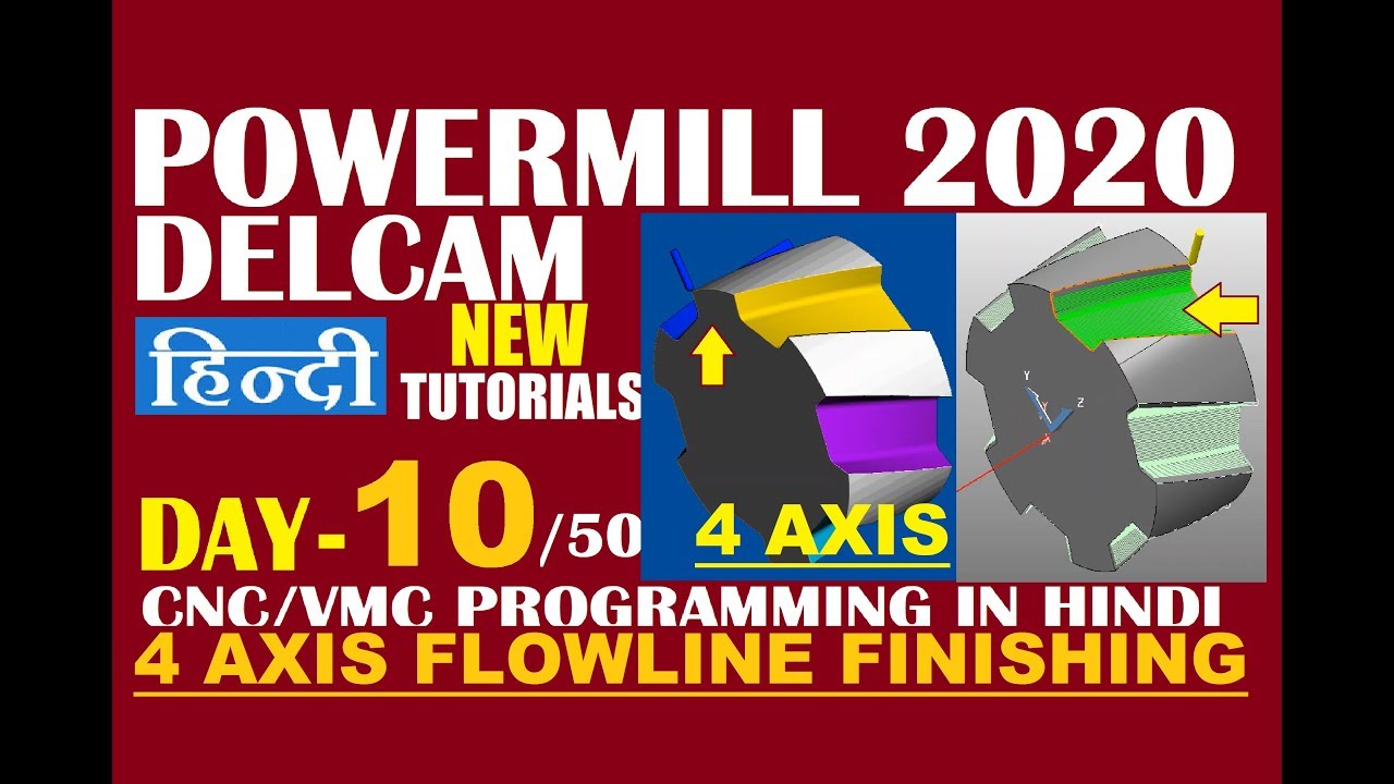 Delcam Powermill 2020 4 Axis Programming Flowline Finishing Tool Path