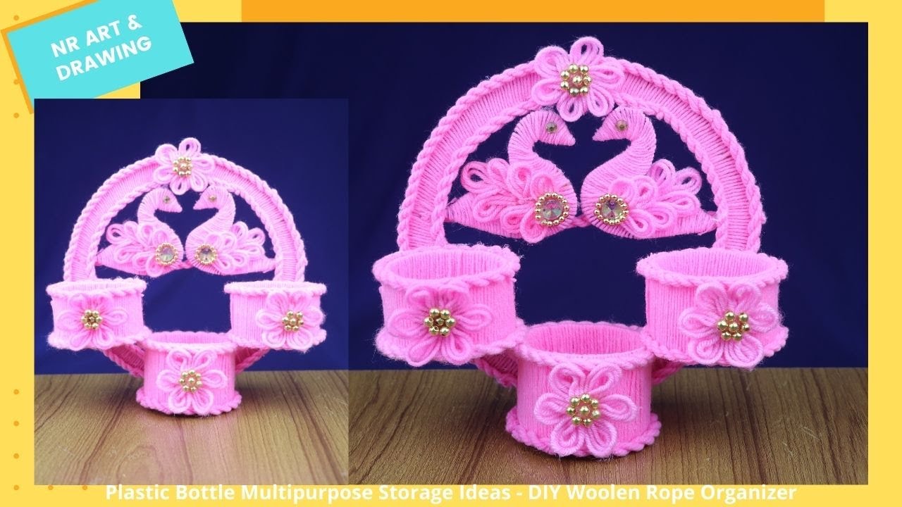 Plastic Bottle Multipurpose Storage Ideas - DIY Woolen Rope Organizer - Best out of waste