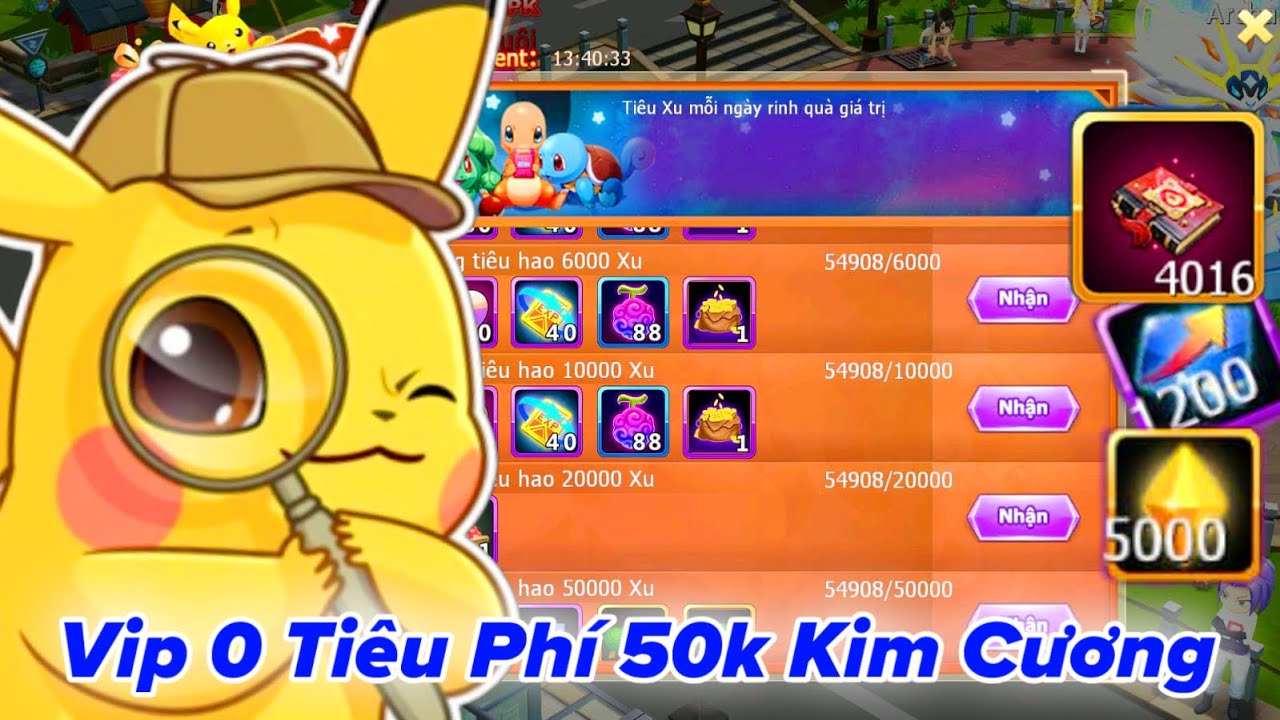 Poke Đại Chiến | Vip 0 Tiêu Phí 50K Kim Cương Mua Full Shop Quà ???