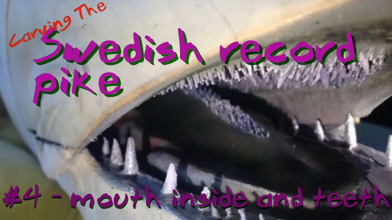 Swedish record pike woodcarving, mouth interior and teeth - timelapse video #carvingtherecordpike