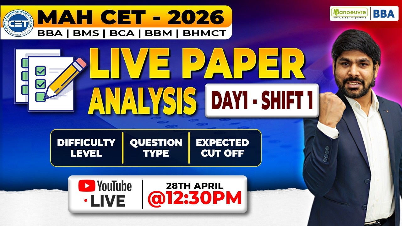 MAHCET - BBA BMS BCA BBM BHMCT 2026 Live Paper Analysis Slot 1 | Difficulty Level & Question Types