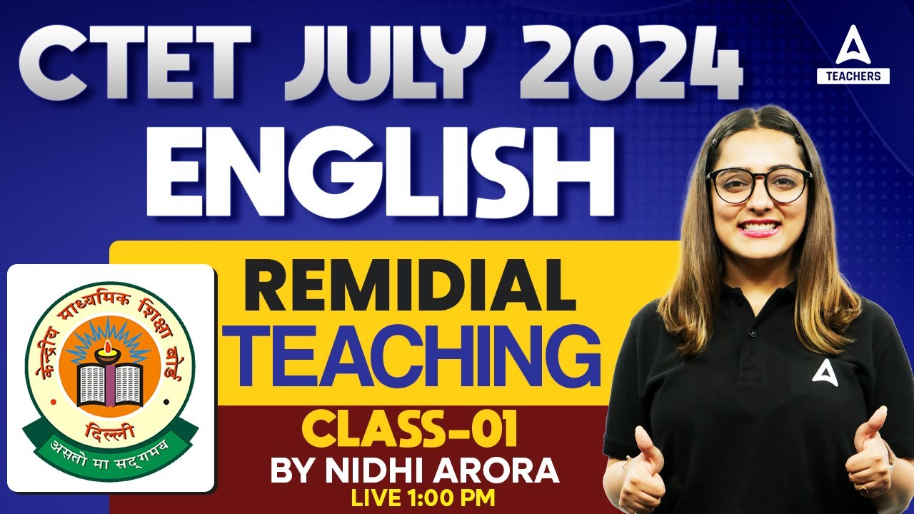 CTET English Paper 2 Language 2 | Remedial Teaching By Nidhi Arora