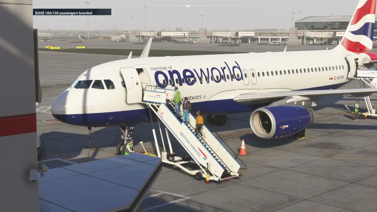 MSFS2024. BA1352 - A320 - LHR-JER. Callsign Shuttle 14G. Beautiful Early Spring Day