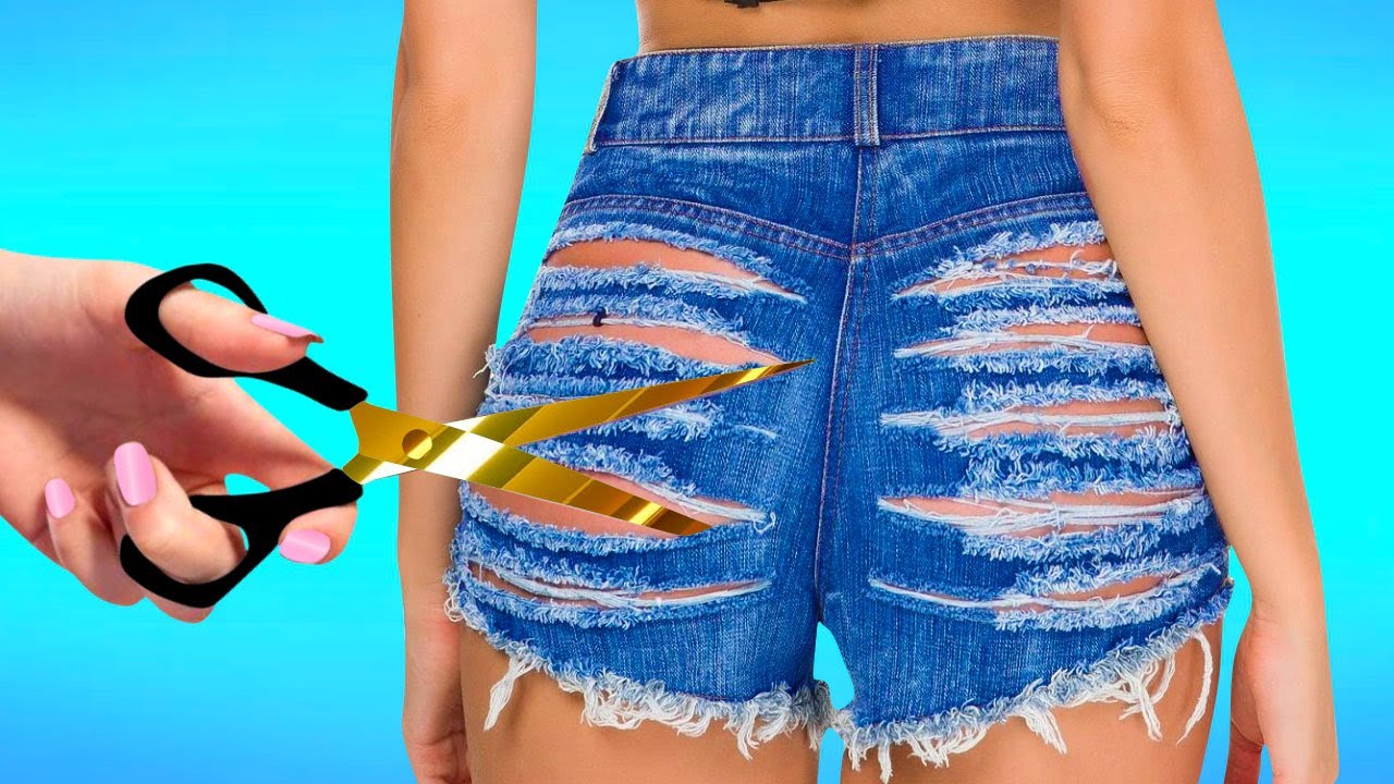 + de 15 TRUQUES LEGAIS PARA TRANSFORMAR ROUPAS APERTADAS SHORTS JEANS DIY, TRUQUES, COSTURA