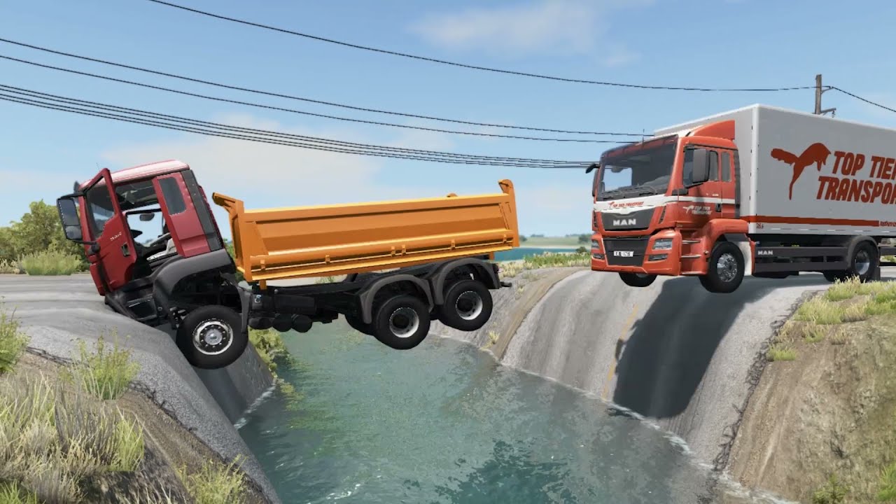 Truck Man TGS | Cars Vs Potholes #4  - BeamNG.Drive