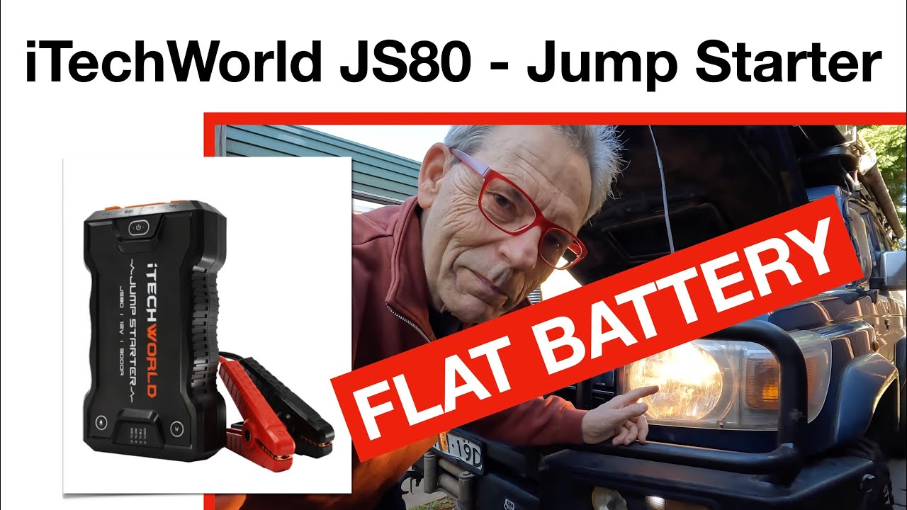 Разряженная батарея — пусковое устройство — iTechWorld JS80 — дизельный двигатель Toyota V8 — сер...