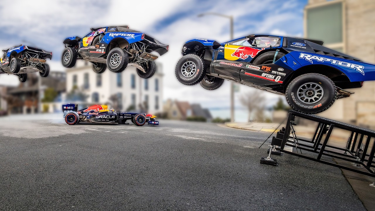 Ford Raptor T1 перепрыгивает через болид Red Bull F1!