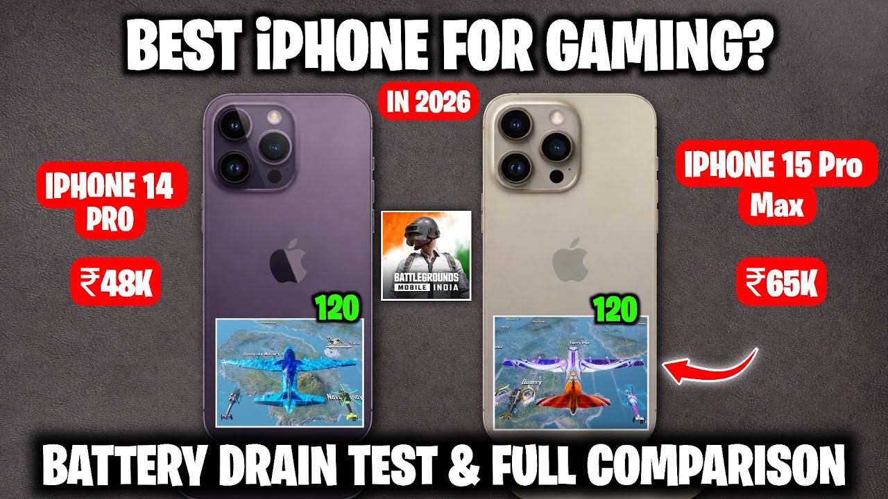 Best iPhone for Gaming in 2026 🔥 iPhone 14 Pro vs iPhone 15 Pro Max | 120FPS BGMI & Battery Test