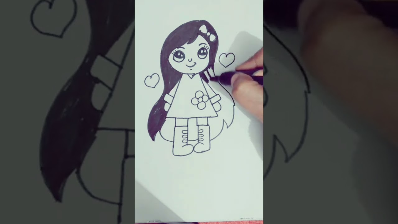 Draw So Cute girl || Cute Girl Drawing Cartoon || Drawing of a girl || How to draw a girl easy