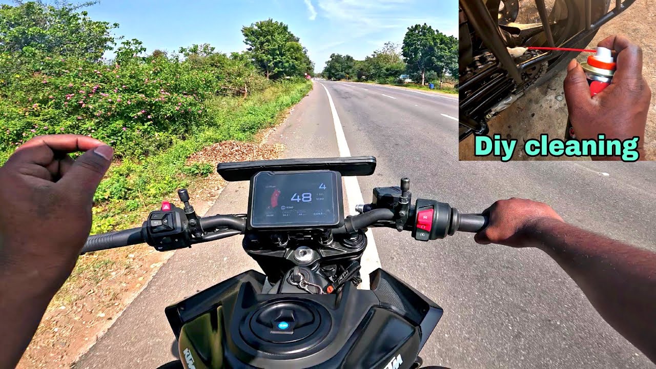 Duke 250 gen 3 chain clean & lube diy💢1st time i am clean chain sprocket💥Tamil