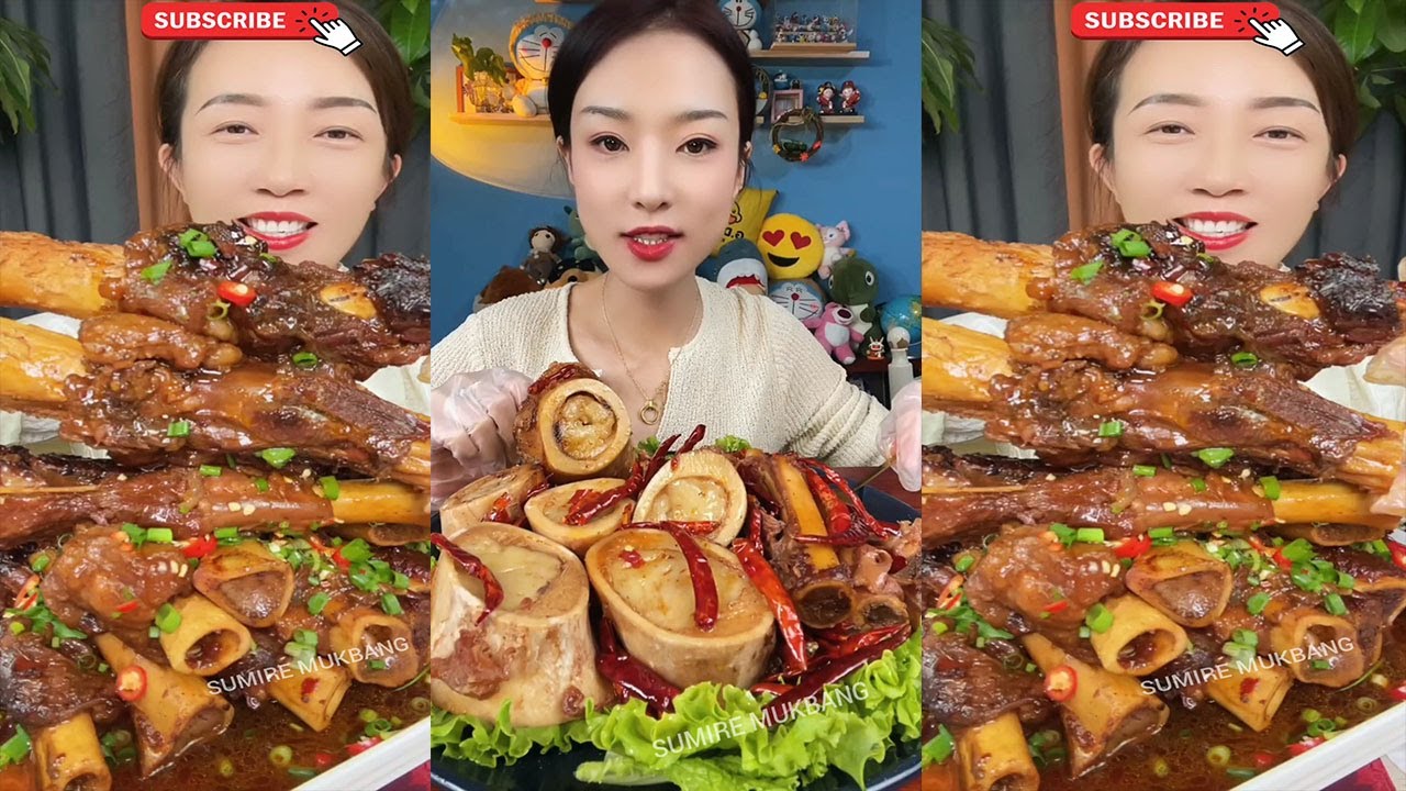 MUKBANG ASMR Eating roasted big bone marrow so yummy
