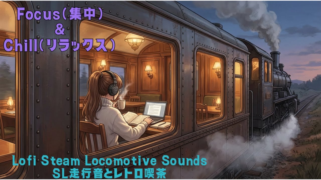 Focus with Lofi Steam Locomotive Sounds - 集中を加速させるSL走行音とレトロ喫茶 | Lofi 作業用BGM