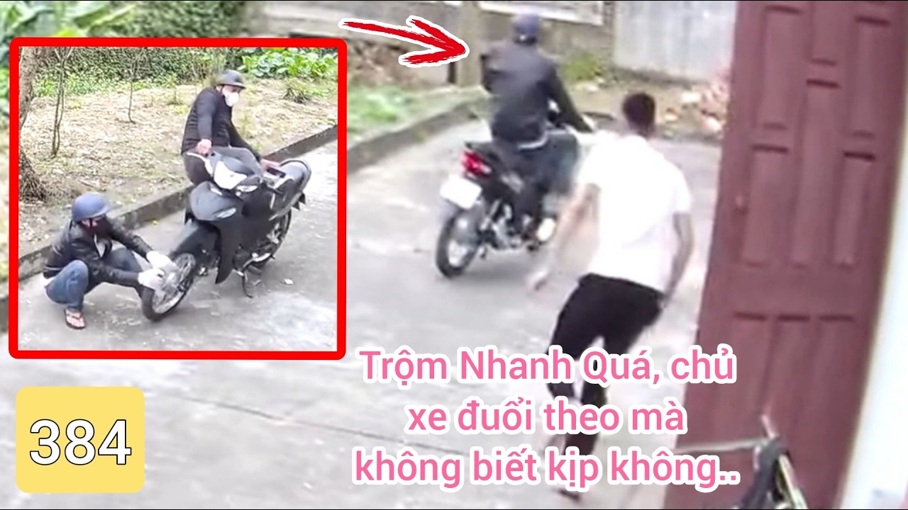 Trộm xe nhanh quá , anh chủ xe mở cửa chạy ra đuổi theo mà không biết có kịp không ?