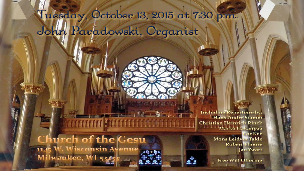 Promo: John Paradowski in concert at Gesu Church, Milwaukee