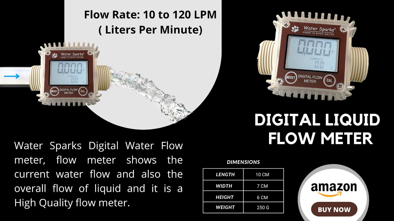 Water Sparks Digital Flow Meter For Water or Fuel or Liquid Measuring Meter #waterflowmeter