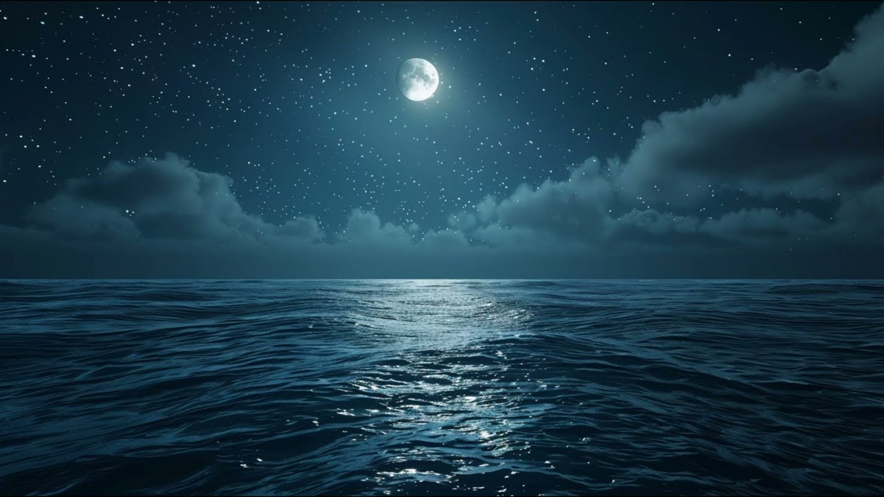 Moon Over Ocean – White Noise Waves – 3 Hours