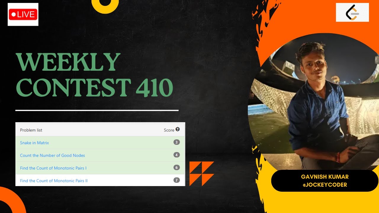 Live Weekly contest 410 Leetcode solution #leetcode #contest #leetcodesolution #leetcodecoding
