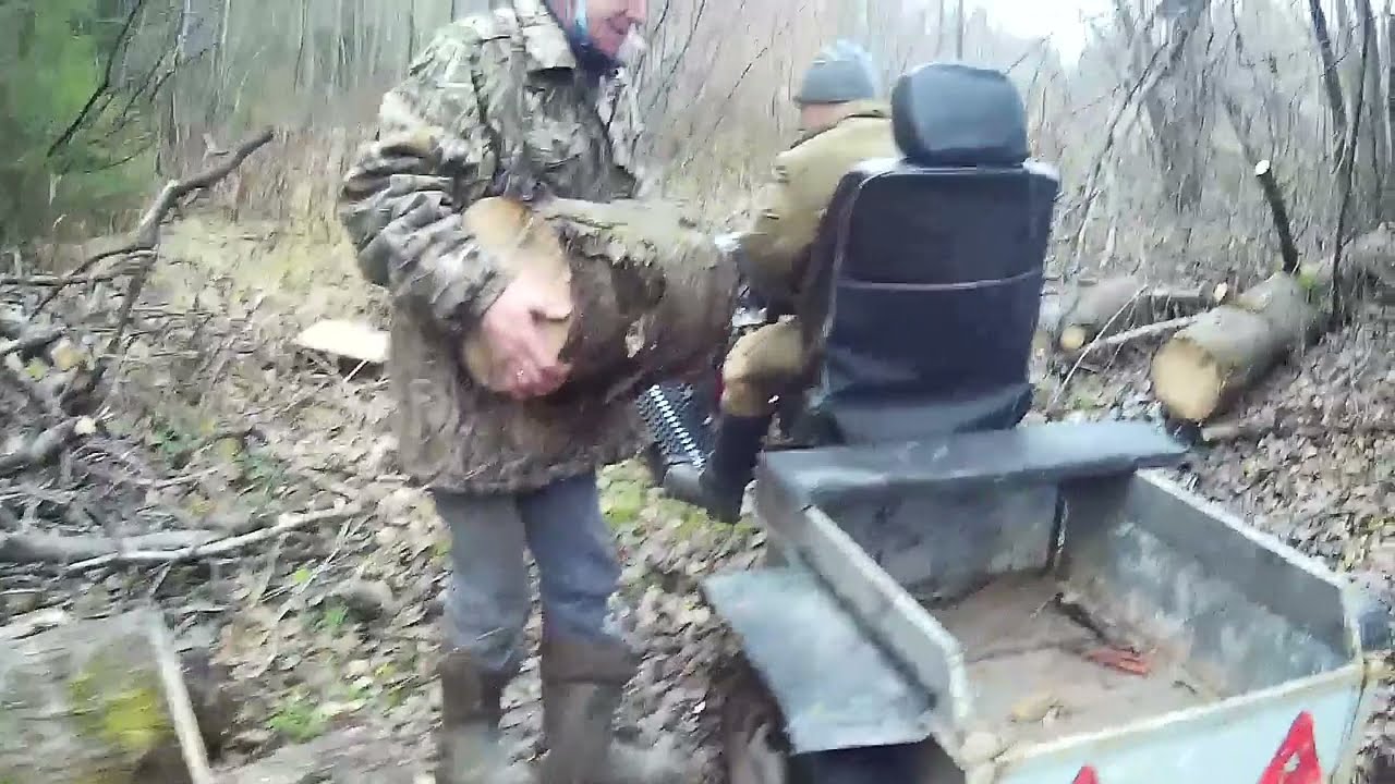 Заготовка ДРОВ на МОТОблоках НИЗКИЕ гусеницы ну ПОЛНЫЙ ОБЛОМ часть1