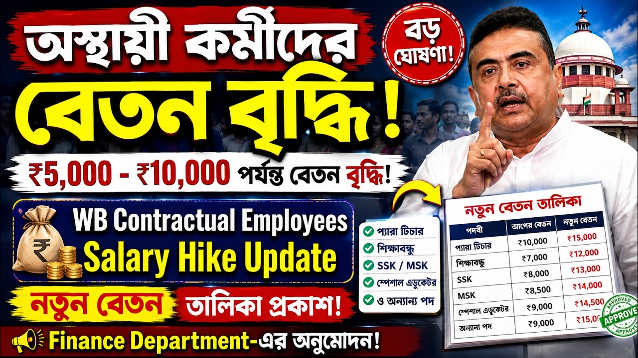 অস্থায়ী কর্মীদের বেতন বৃদ্ধি! 💰 WB Contractual Employees Salary Hike Update | নতুন বেতন তালিকা
