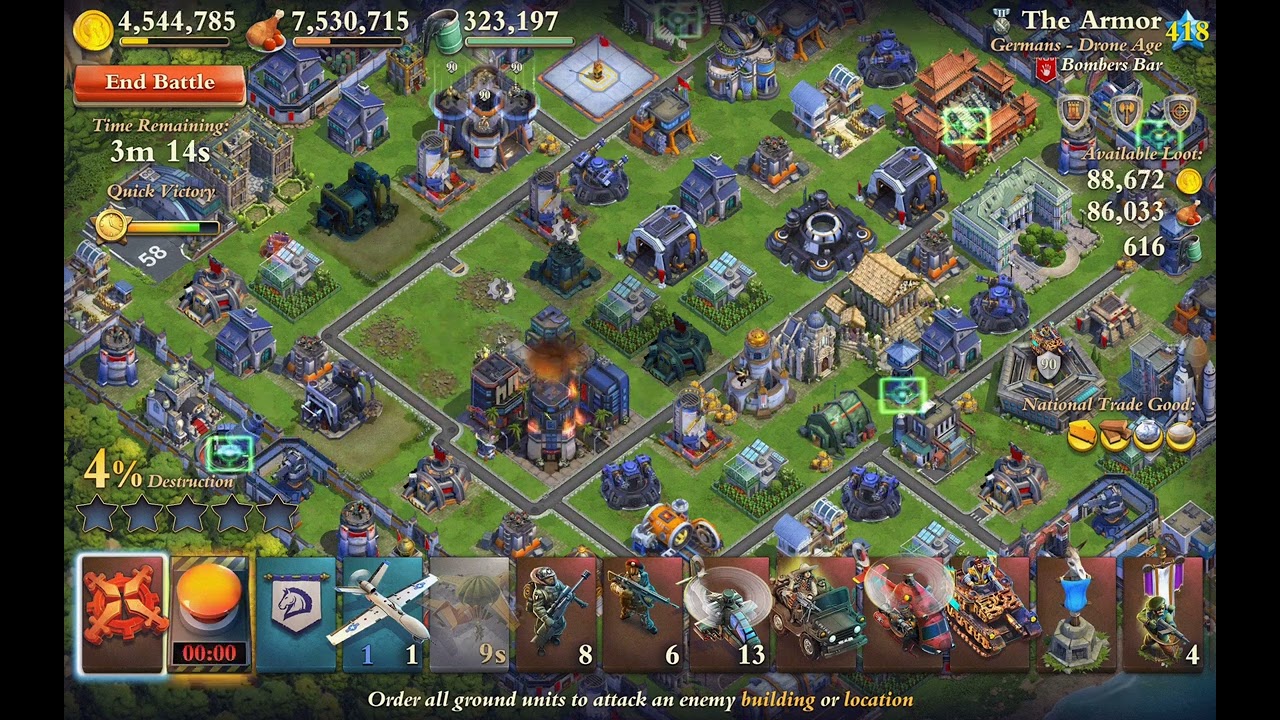dominations: how to beat level 418 max drone, dst 161, adth 135 with dock troop cards in 2'08