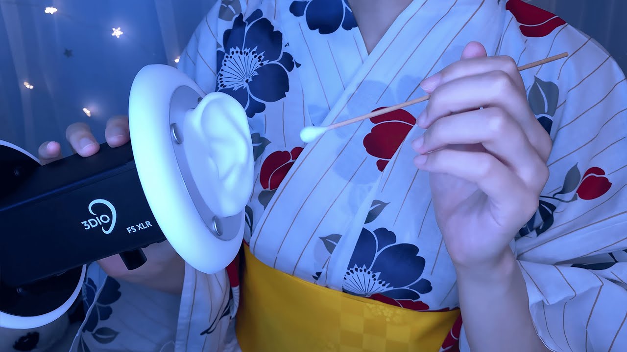 ASMR Ear Cleaning Before Bedtime to Relieve Stress 😪 3Dio, Q-tip, whispering / 綿棒耳かき