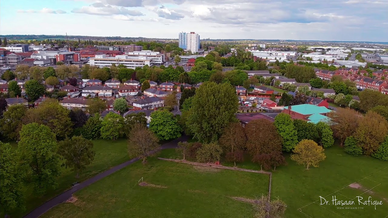 Aerial (Drone) views of Heath Park in Wolverhampton (West Midlands)