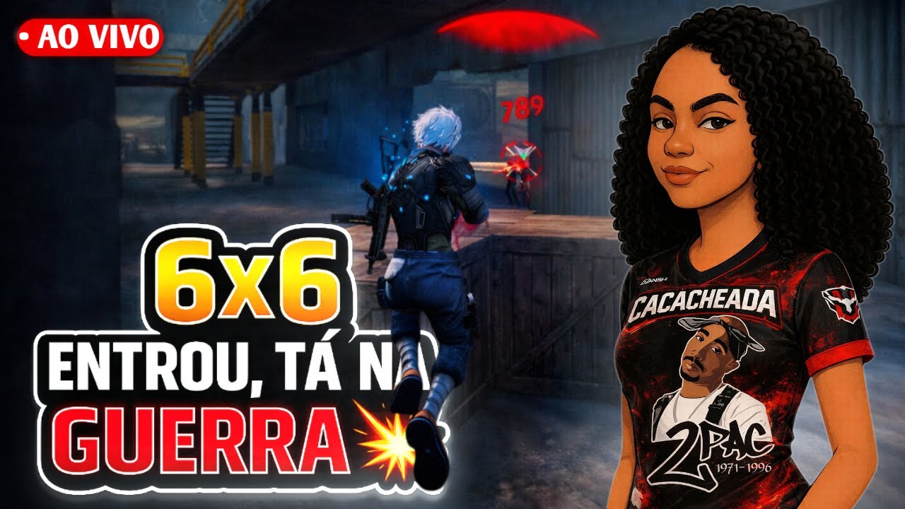 FREE FIRE AO VIVO 🔥 6x6 ENTROU , TÁ  NA GUERRA 💥 AGUENTA OU QUITA💙 CACACHEADA #freefire