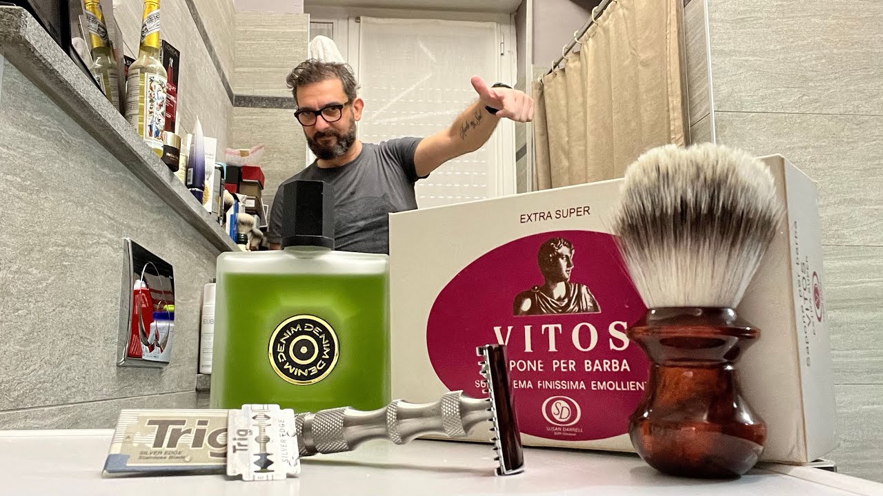 Oggi tiro fuori la Vitos al tallow! Rasoio custom è un fantastico Denim Musk EDT