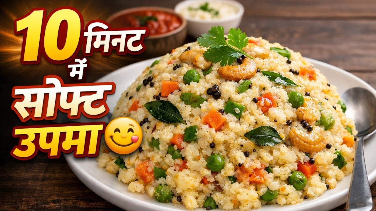 Instant Rava Upma Recipe | नाश्ते के लिए झटपट बनने वाला टेस्टी उपमा 😋