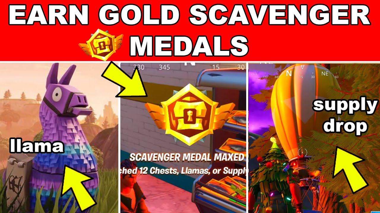 Earn Gold Scavenger Medals by Searching Chests, Llamas or Supply Drops - Fortnite Rippley vs Sludge