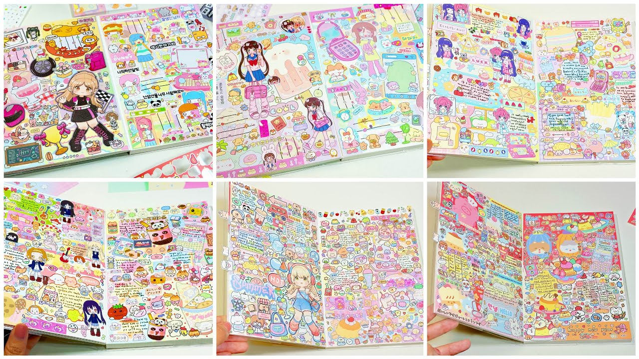 stickers journaling 💜cute mini sticker🌈 Immersive ASMR bullet journal | compilation