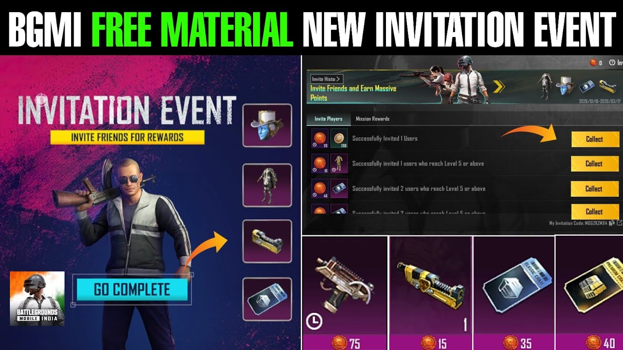Bgmi Free Material New Invitation Event | Bgmi Free Material New Trick