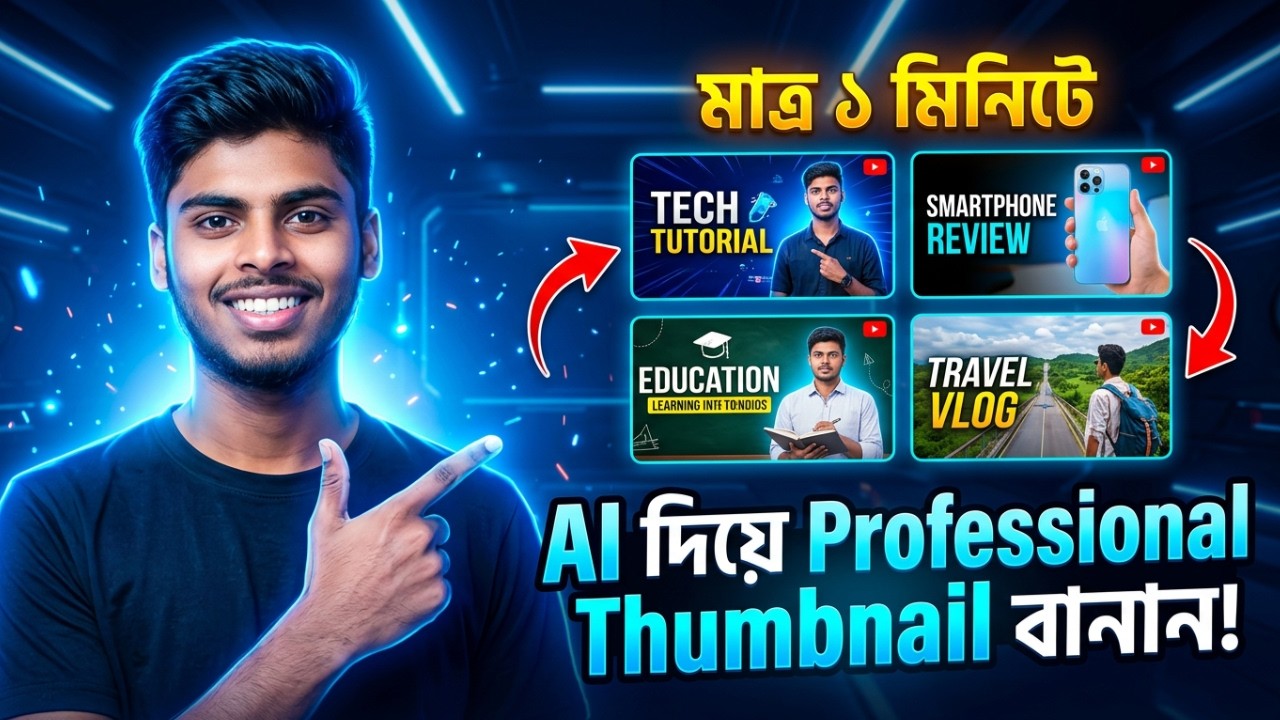 🔥 AI দিয়ে Professional YouTube Thumbnail বানান | ১ মিনিটে Full Tutorial Bangla 2026