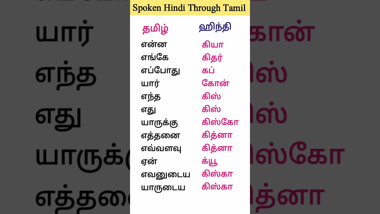 Spoken Hindi Through Tamil #learninghindi #shortsfeed #dailyusehidisentences #hindi