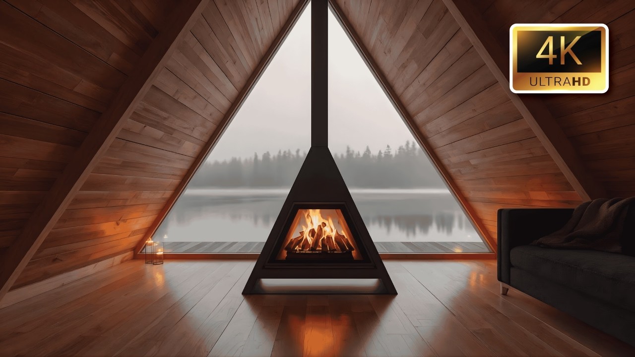 Cozy Fireplace Aesthetic 4K, Ultra HD🔥 Orange Cabin Campfire Fire Ambience Background @ThatCozyCabin