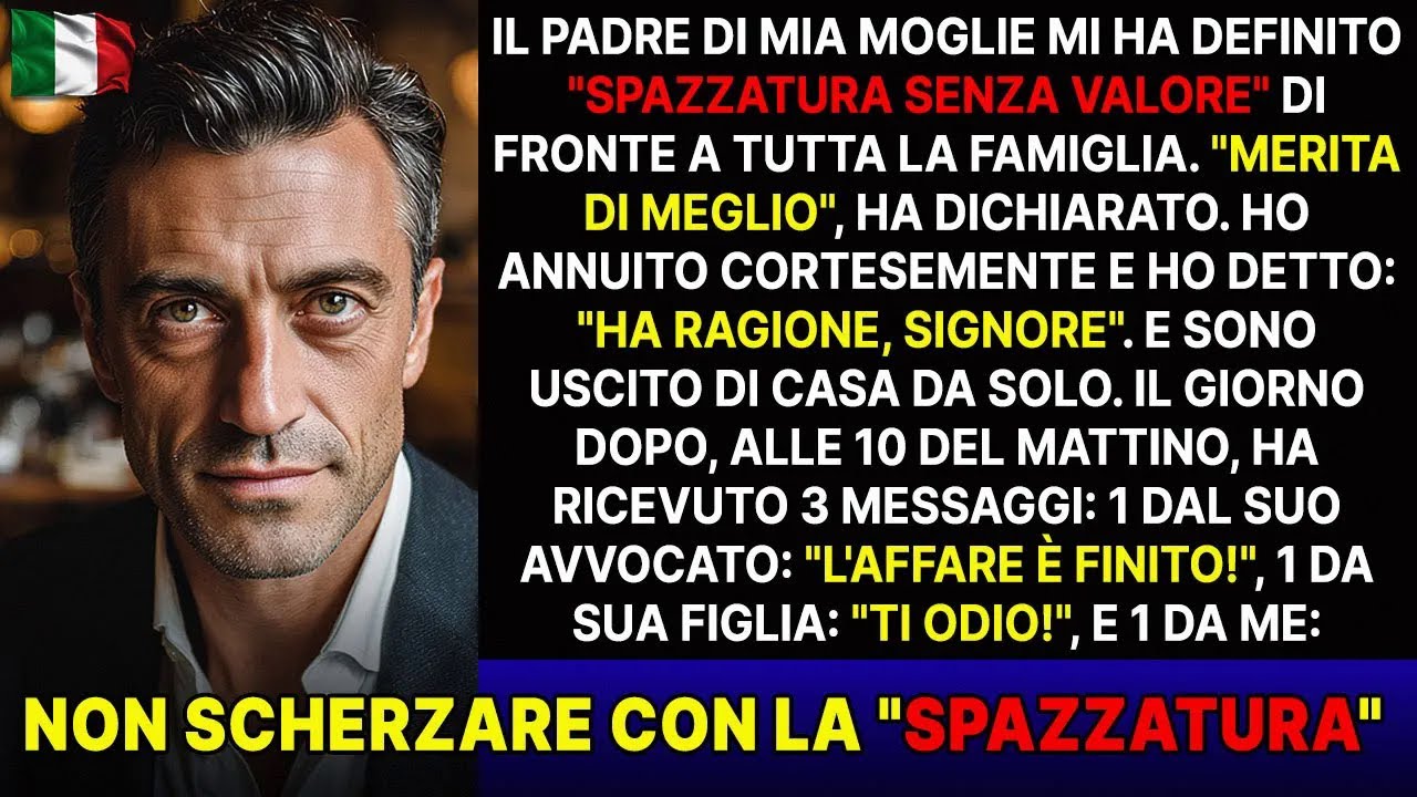 Il padre di mia moglie mi chiama feccia senza valore davanti alla famiglia; il giorno dopo...