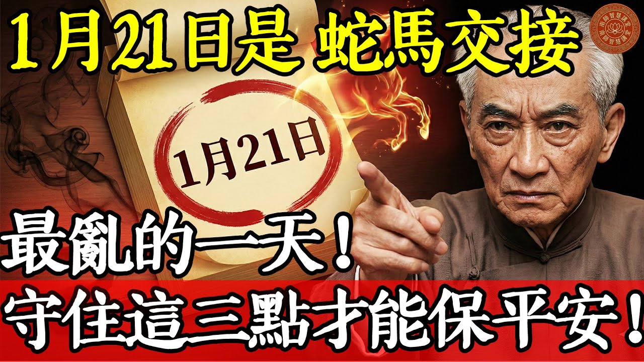 1月21日是“蛇馬交接”最亂的一天，守住這三個點才能保平安#南懷瑾 #南師 #南懷瑾智慧 #南師智慧講堂 #2026年運勢 #1月21日 #臘月初四 #臘月 #年關