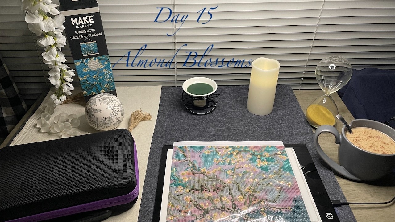 Day 15 - Almond Blossoms by Vincent Van Gogh - Diamond Painting Series - Handicraft