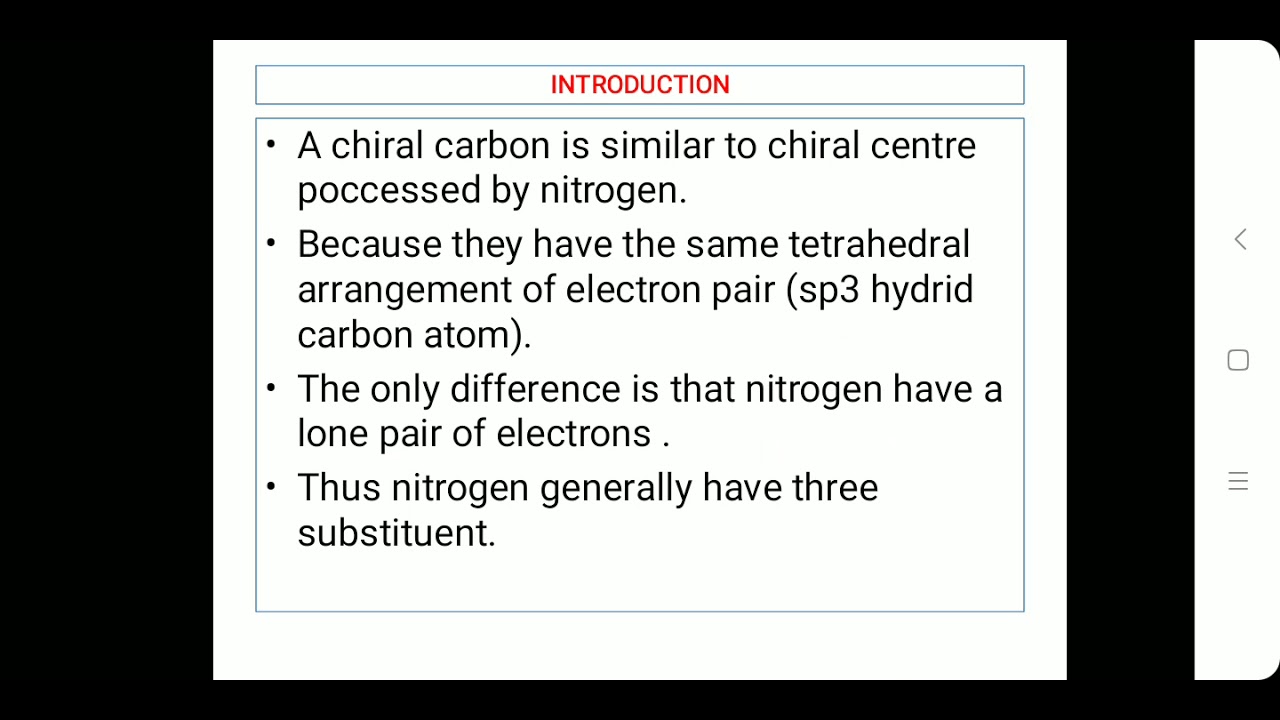 chirality in organic compounds due to the presence of nitrogen