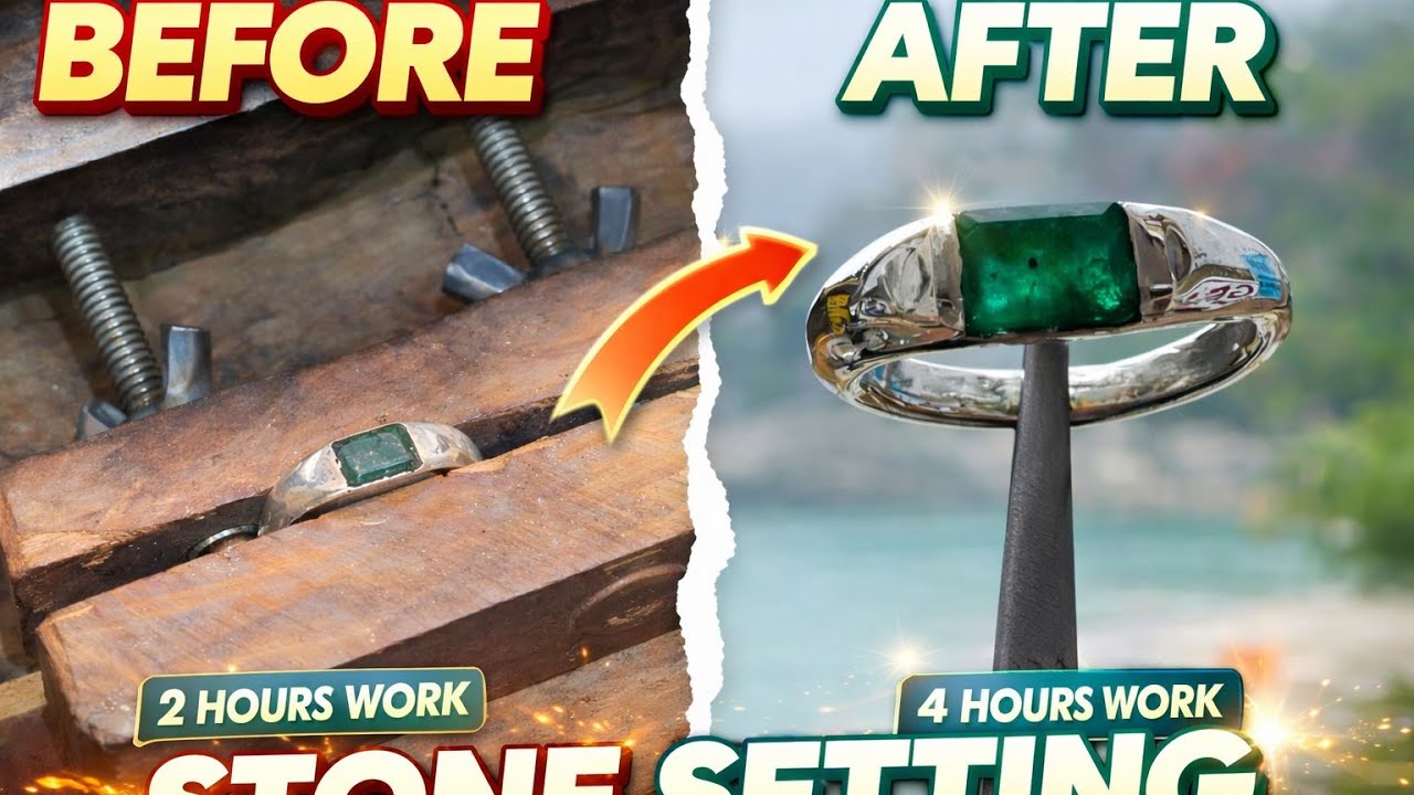 Emerald Stone Setting & Polishing | Final Look of Handmade Silver Ring (Part 2)
