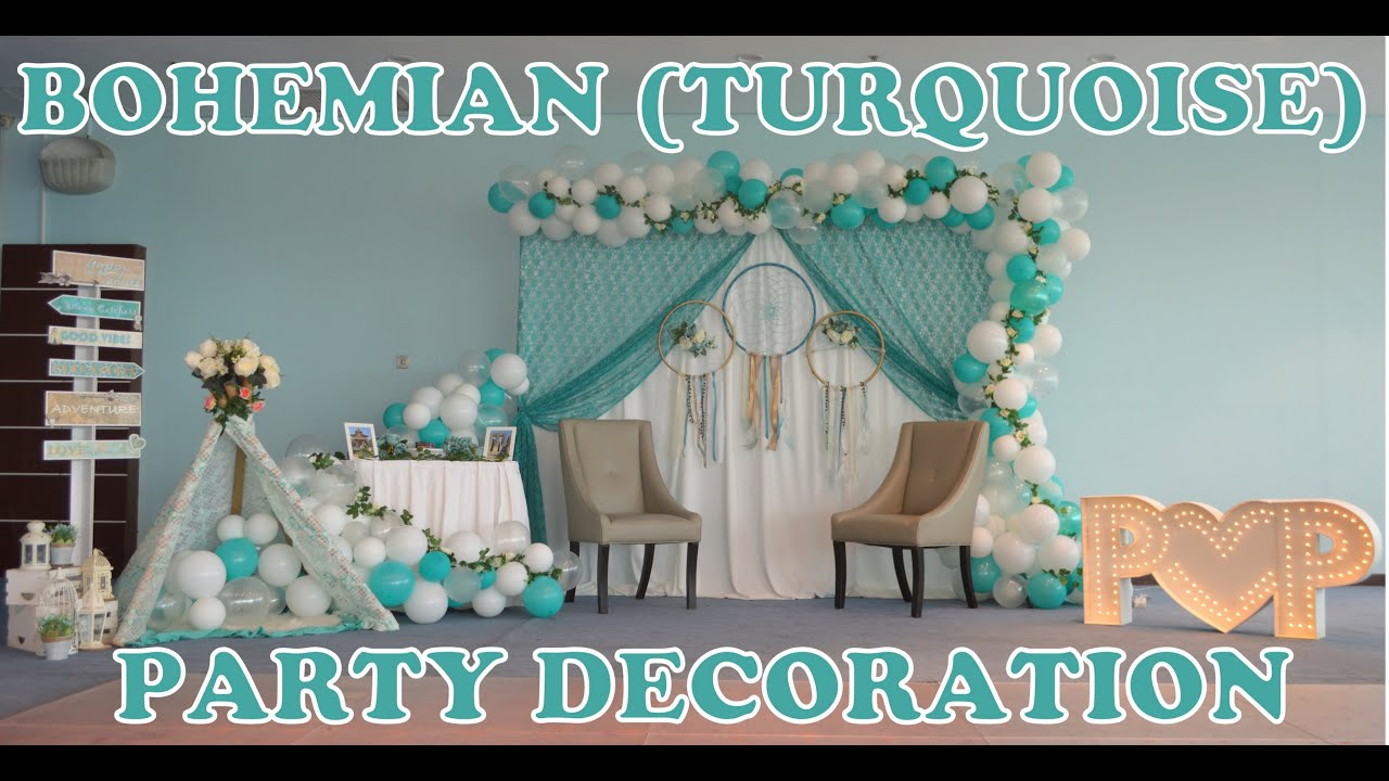 BOHEMIAN PARTY DECORATION | TURQUOISE & WHITE