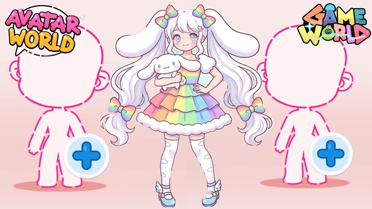 NEW RAINBOW 🌈 CINNAMOROLL GIRL OUTFIT COLLECTION SUPER SECRETS IN AVATAR WORLD VS GAME WORLD 🌎