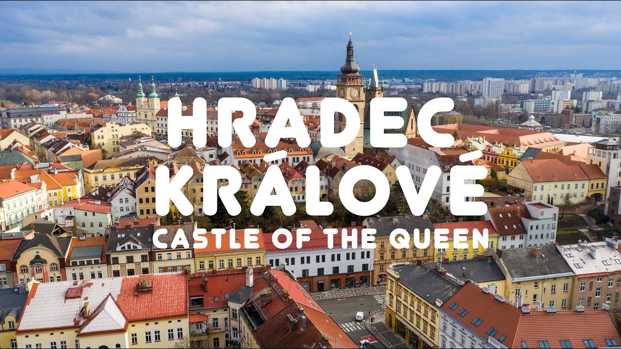 Hradec Kr&aacute;lov&eacute; - Queen&acute;s Castle a beautiful city in Czech Republic - Drone 4K