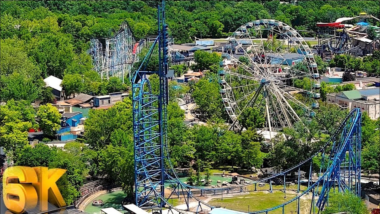 Mr Freeze: Reverse Blast Drone Footage 6K Six Flags St Louis, MO