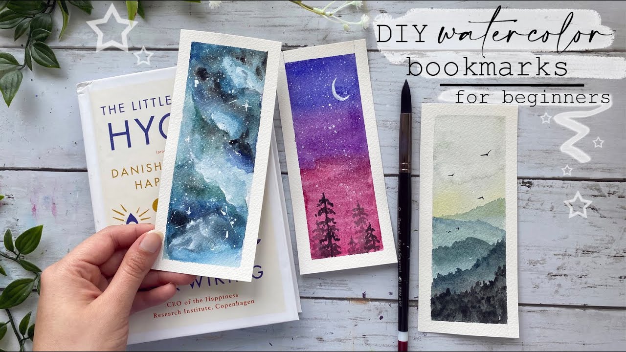 Watercolor Bookmarks | Watercolor Galaxy | Watercolor Landscape | DIY Bookmarks