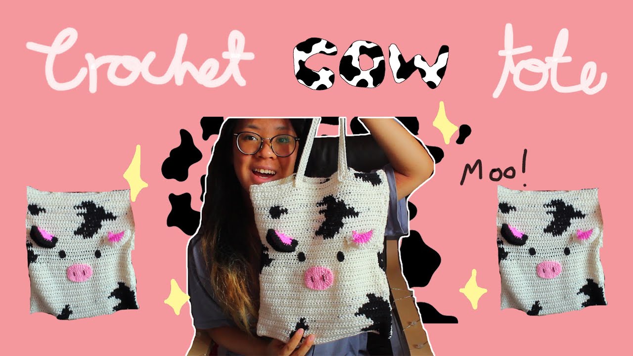 Easy Crochet Cow Tote Bag || Tutorial