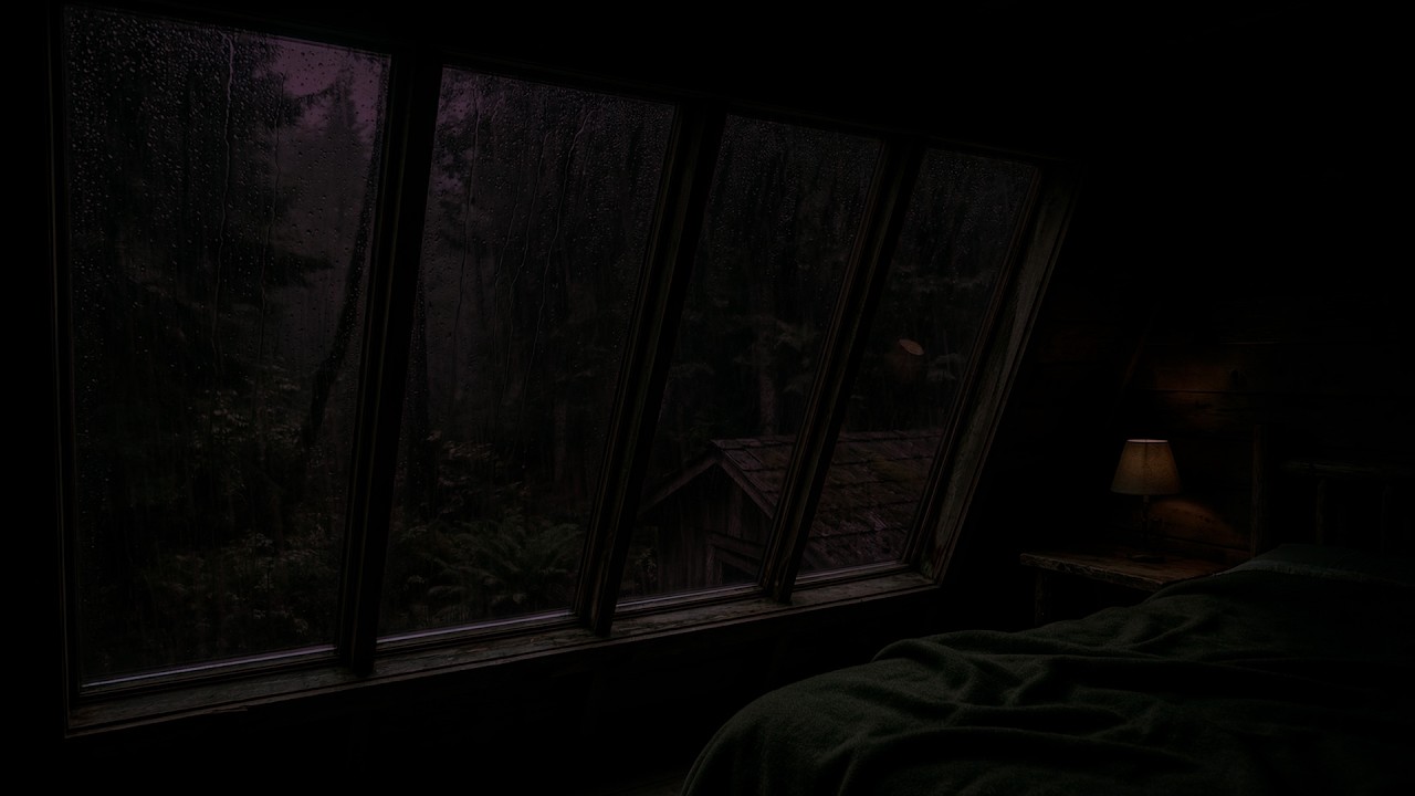 🌧️ Dark Rain on Cabin Window for Deep Sleep 🌙 Cozy Night Bedroom Ambience | NO ADS